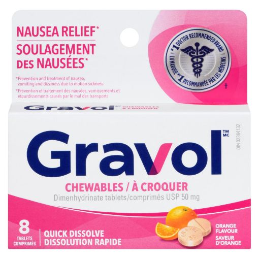 Picture of GRAVOL 50MG CHEWABLE TABLETS 8S                                            