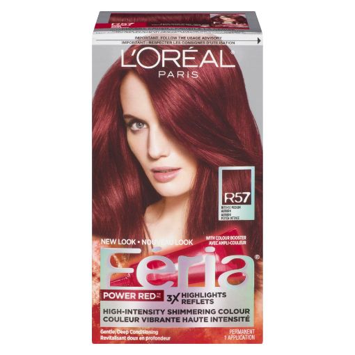 Picture of LOREAL FERIA HAIR COLOUR - POWER RED INTENSE MEDIUM AUBURN R57             