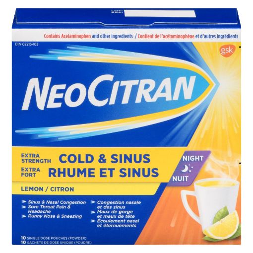 Picture of NEO CITRAN COLD and SINUS EXTRA STRENGTH - LEMON - NIGHT 10S