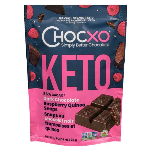 Picture of CHOCXO SNAPS - RASPBERRY and QUINOA 98GR