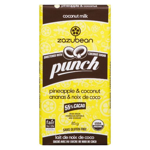 Picture of ZAZUBEAN BAR CHOCOLATE PUNCH - PINEAPPLE COCONUT 85GR
