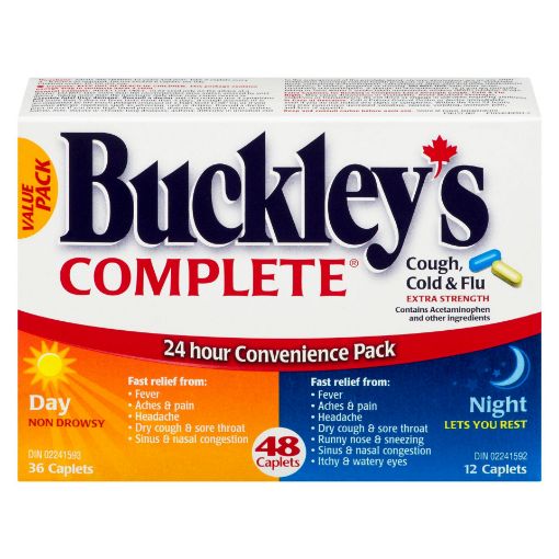 Picture of BUCKLEYS COMPLETE EXTRA STRENGTH 24-HOUR RELIEF VALUE PK CAPLET 48S