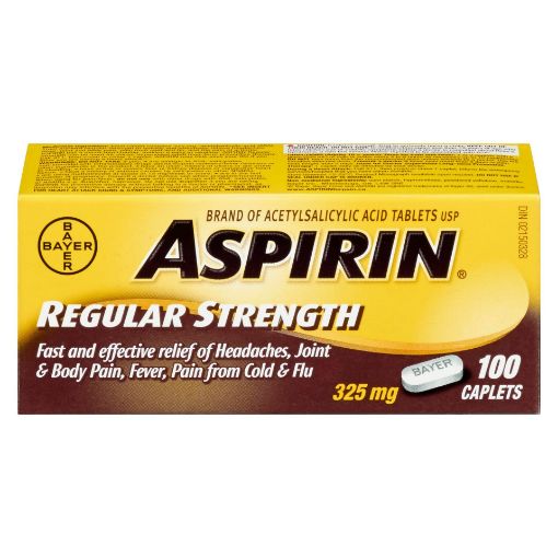 Picture of ASPIRIN A.S.A. CAPLET 325MG 100S