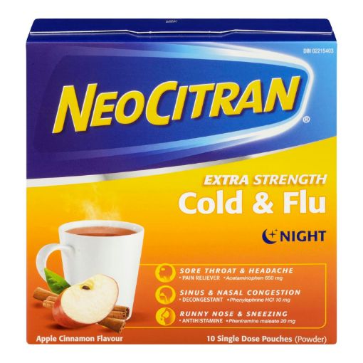 Picture of NEO CITRAN COLD and SINUS EXTRA STRENGTH - APPLE CINNAMON - NIGHT 10S