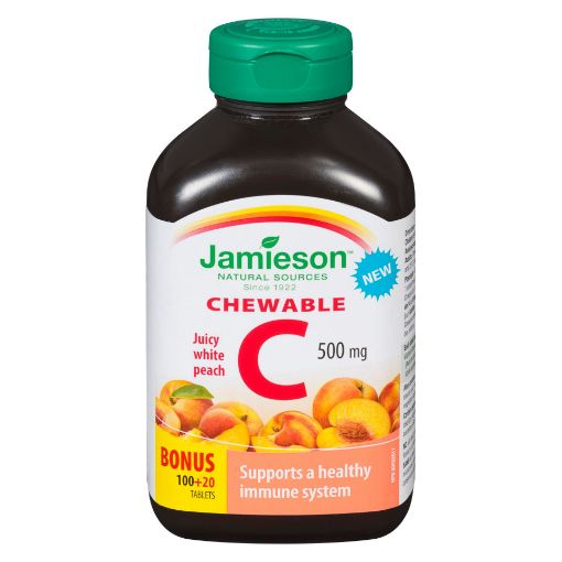 Picture of JAMIESON VITAMIN C - PEACH - 500MG - CHEWABLE TABLETS 100+20S              