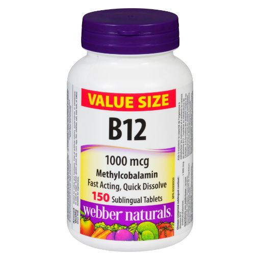 Picture of WEBBER NATURALS B12 1000MCG METHYLCOBALAMIN TABLETS 150S
