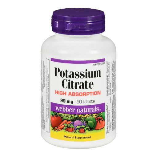 Picture of WEBBER NATURALS POTASSIUM CITRATE TABLET 99MG 90S                          