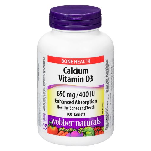 Picture of WEBBER NATURALS CALCIUM 650MG W//D 400IU TABLET 100S                       