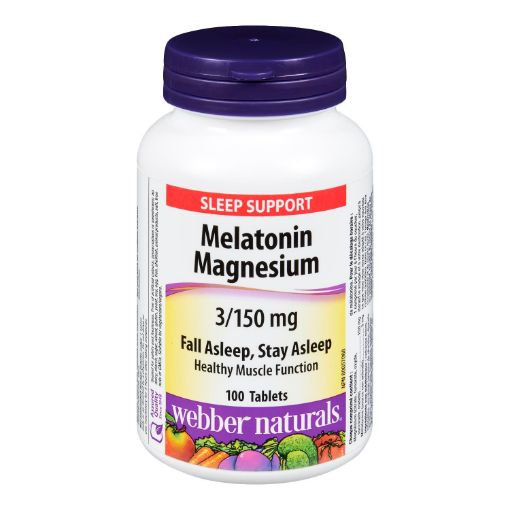 Picture of WEBBER NATURALS MELATONIN and MAGNESIUM 3MG/150MG TABLETS 100S