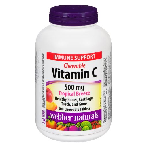 Picture of WEBBER NATURALS CHEWABLE VITAMIN C 500MG TABLETS - TROPICAL BREEZE 300S    