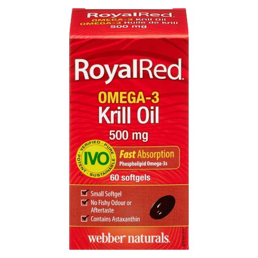 Picture of WEBBER NATURALS ROYAL RED OMEGA-3 KRILL OIL - 100% PURE 500MG 60S          