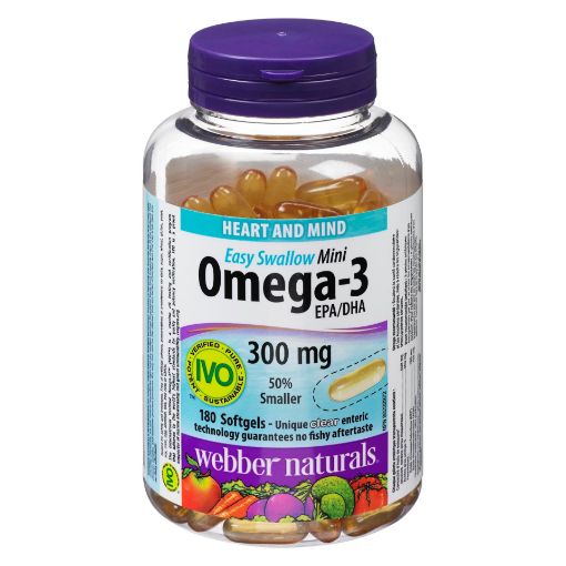 Picture of WEBBER NATURALS OMEGA-3 MINIS CLEAR ENTERIC 500MG 180S