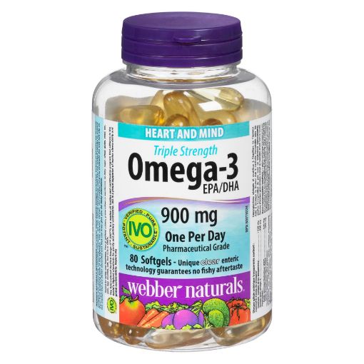 Picture of WEBBER NATURALS CLEAR OMEGA 3 - TRIPLE STRGTH ENTERIC SG 900MG 80S