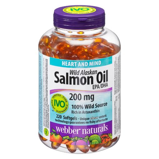 Picture of WEBBER NATURALS CLEAR 100% WILD ALASKAN SALMON OIL ENTERIC 220S