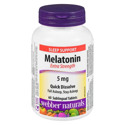 Picture of WEBBER NATURALS MELATONIN - EXTRA STRENGTH - SUBLINGUAL TABLET 5MG 60S     