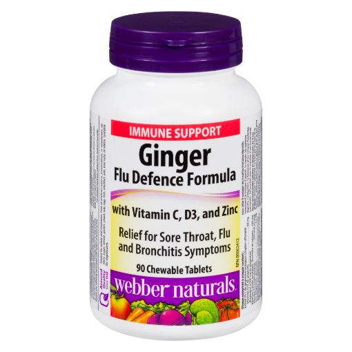 Picture of WEBBER NATURALS CHEWABLE GINGER FLU DEFENCE FORMULA WITH VIT C, D and ZINC TA