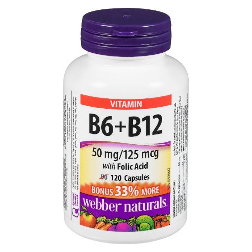 Picture of WEBBER NATURALS VITAMIN B6 and B12 W/ FOLIC ACID TABLET 90+30S