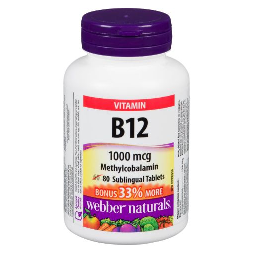 Picture of WEBBER NATURALS VITAMIN B12 SUBLINGUAL TABLET 1000MCG 60+20S
