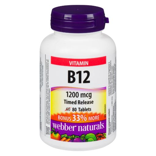 Picture of WEBBER NATURALS VITAMIN B12 TIME RELEASE BONUS 100MG 60+20S
