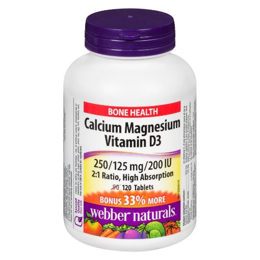 Picture of WEBBER NATURALS CALCIUM and MAGNESIUM CITRATE W/ VIT D TABLET 90+30S