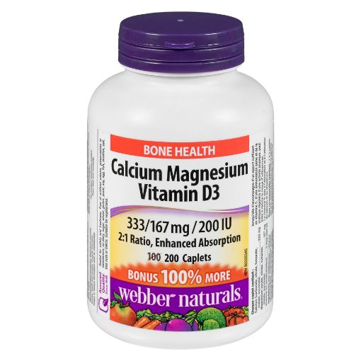 Picture of WEBBER NATURALS CALCIUM MAGNESIUM W/VIT D BONUS CAPLET 200S