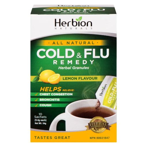 Picture of HERBION COLD AND FLU REMEDY - LEMON SACHETS 10S                
