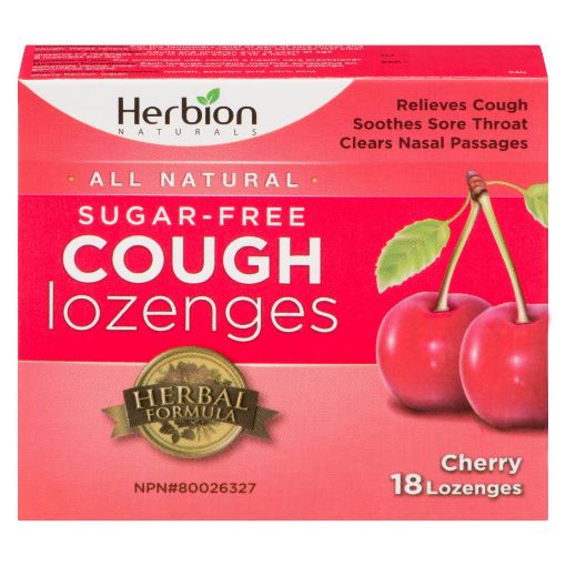 Picture of HERBION LOZENGES COUGH - SUGAR FREE - CHERRY 18S
