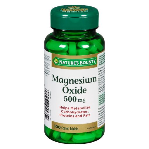 Picture of NATURES BOUNTY MAGNESIUM OXIDE TABLET 500MG 100S                           