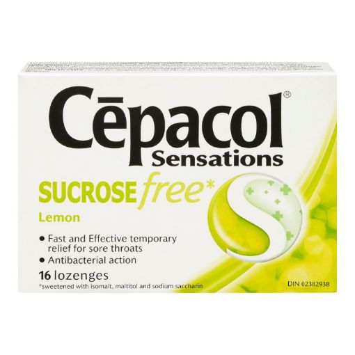 Picture of CEPACOL SENSATIONS LOZENGE - SUCROSE FREE - LEMON 16S                      