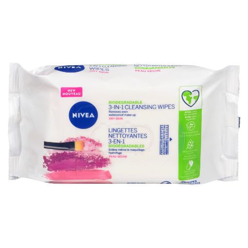 Picture of NIVEA 3-IN-1 BIODEGRADABLE DRY SKIN CLEANSING WIPES 40S