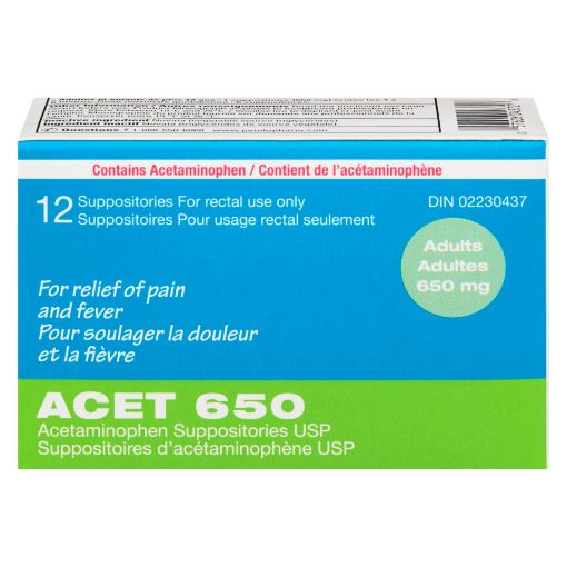 Picture of ACET SUPPOSITORIES 650MG 12S