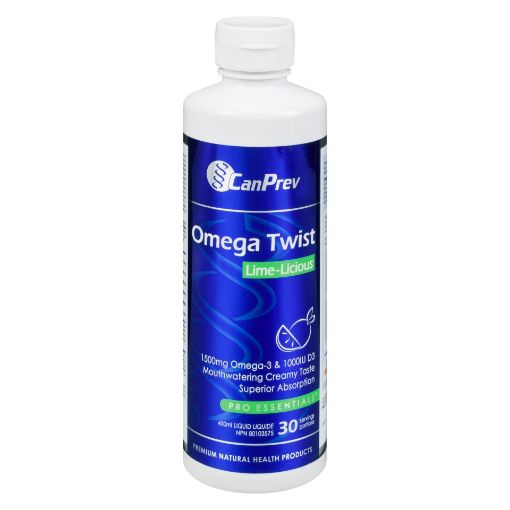 Picture of CANPREV OMEGA TWIST  LIME-LICIOUS 1500MG - OMEGA-3 and 1000IU D3 450ML30S