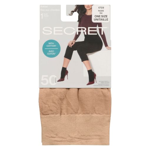 Picture of SECRET ANKLE HIGH - COTTON - NUDE - O/S 1PR