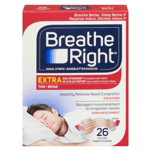 Picture of BREATHE RIGHT EXTRA TAN NASAL STRIPS 26S