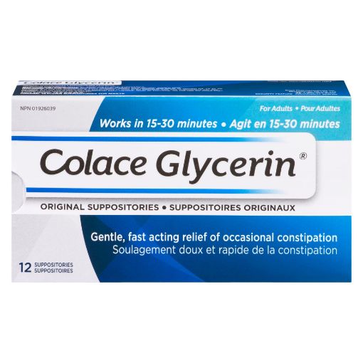 Picture of COLACE GLYCERIN SUPPOSITORIES - ADULT 12S                                  