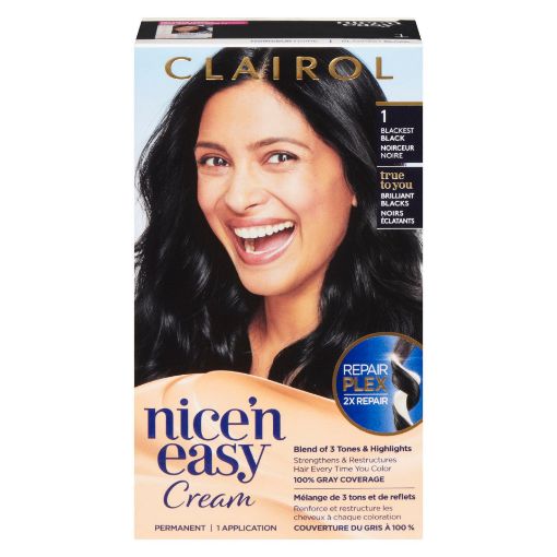 Picture of CLAIROL NICE N EASY HAIR COLOUR - 1 BLACKEST BLACK