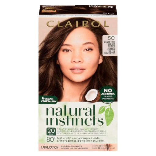 Picture of CLAIROL NATURAL INSTINCTS HAIR COLOUR - 5C BRASS FREE MEDIUM BROWN - PEPPER