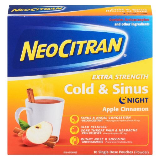 Picture of NEO CITRAN EXTRA STRENGTH COLD and SINUS - NIGHT - APPLE CINNAMON 10S