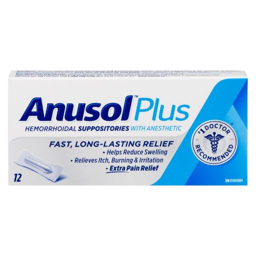 Picture of ANUSOL PLUS SUPPOSITORY 12S                                                