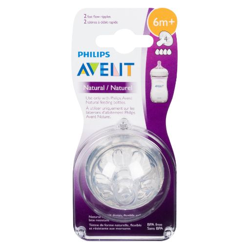 Picture of PHILIPS AVENT NATURAL NIPPLE - FAST FLOW 6M+ 2PK