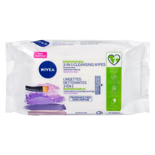 Picture of NIVEA 3-IN-1 BIODEGRADABLE SENSITIVE SKIN CLEANSING WIPES 40S