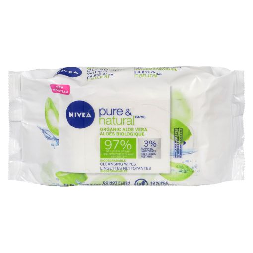 Picture of NIVEA BIODEGRADABLE PURE and NATURAL CLEANSING WIPES 40S