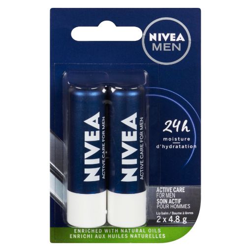 Picture of NIVEA ACTIVE CARE FOR MEN LIP BALM DUO PACK  2 X 4.8GR