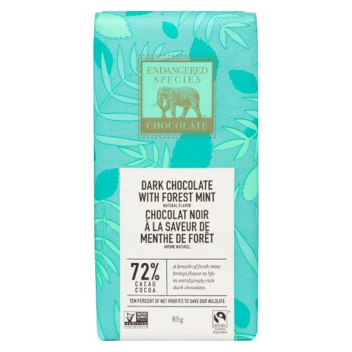 Picture of ENDANGERED SPEICES BAR - DARK CHOCO W/ FOREST MINT 85GR