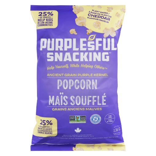 Picture of PURPLESFUL SNACKING POPCORN - CHEDDAR 136GR