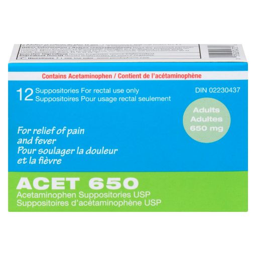 Picture of ACET SUPPOSITORIES 650MG 12S