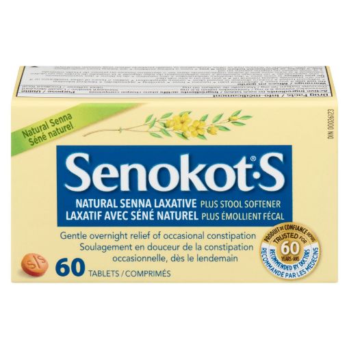 Picture of SENOKOT S NATURAL LAXATIVE STOOL SOFTENER TAB 60S