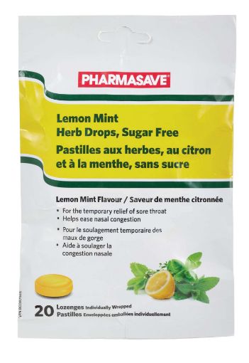 Picture of PHARMASAVE HERB COUGH DROPS - LEMON MINT SF 20S