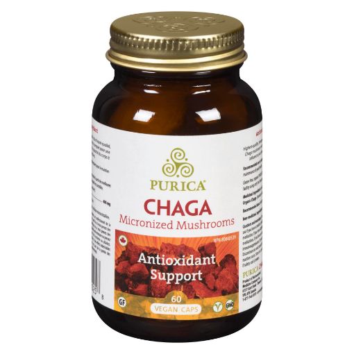 Picture of PURICA CHAGA MICRONIZED MUSHROOMS - ANTIOXIDANT SUPPORT VEGAN CAPS 60S