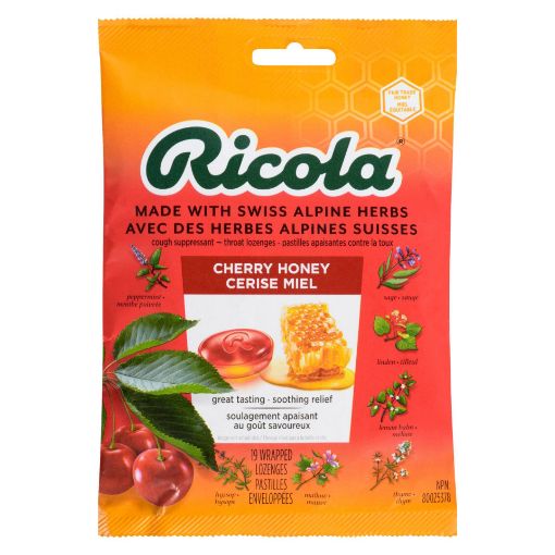 Picture of RICOLA SWISS HERB LOZENGE DROPS - CHERRY-HONEY 19S